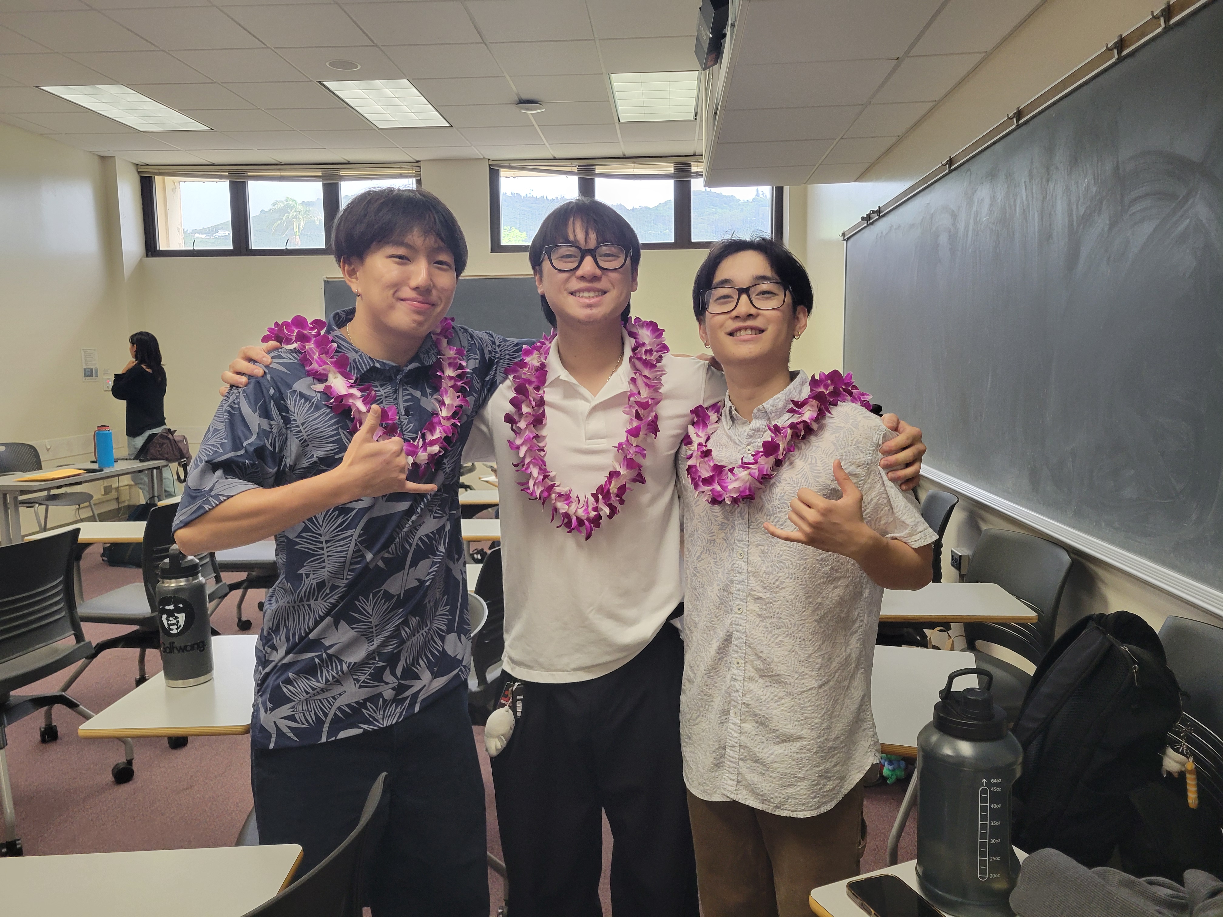 Kanta Saito, Wilson Huynh, and Elijah Saloma after their presentation